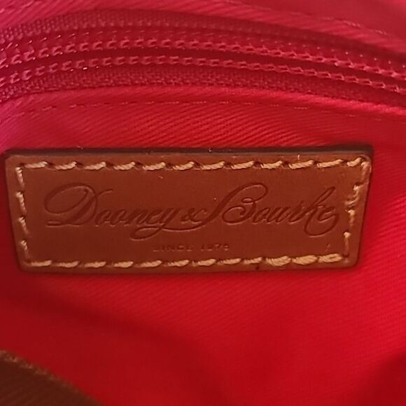 Dooney & Bourke Bright Blue Nylon Brown Leather Trim Small Barrel Shoulder Bag - Picture 12 of 13